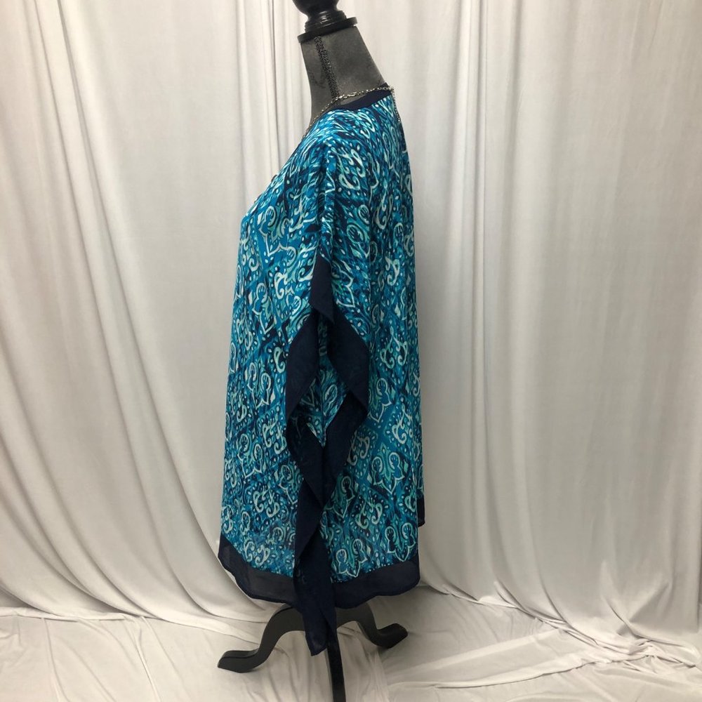 Merona Blue Paisley V-Neck Tunic with Navy Trim - Picture 3 of 6